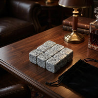 Birthday Gifts for Him and Man Cave Decor, Set of 6 Granite Whisky Stones with Grinding Process, 2cm Drink Chiller, Cooling Stones for Men