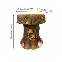 Animal  Themed Stool  Weathered Look Squirrel Carved Stool Hand Painted Outdoor Decor for Courtyard, Park