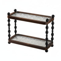 2-Tier Wooden Shelf Solid Wood Frame 2-Tier Storage Shelf Elegant Design
