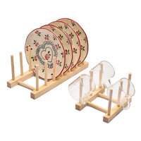 Wooden Dish Rack Kitchen Bowl and Plate Rack Creative Cup and Plate Stand Commercial Tea Cake Display Storage Rack