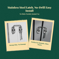 Door Latch, Stainless Steel 90 Degree Right Angle Lock, Privacy Security Bolt for Sliding Barn Door, Bathroom, Bedroom, Easy Installation