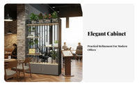 Double-Sided Entry Stepped Partition Shelf with Planter Floor-Standing Room Divider Unrestricted Standing Shelving Unit Multi-Functional Design for Interior Designers, Apartment Dwellers, Accessible-Plan Areas, Restaurant, Reception Area, Entryway