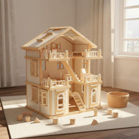 Villa Dollhouse Sturdy Wood Princess Dollhouse opening Layout Pretend Play House for Nursery