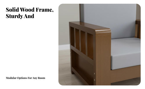 Minimalist Design New Chinese Design Couch Set Sturdy Construction Solid Wood Sofa Set High-Rebound Cushions Wooden Frame Seating Group Comfortable for Apartment Dwellers, Homeowners, Families, Home, Small Areas, Reception Area