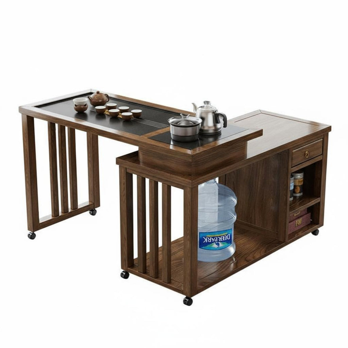 1 Piece Solid Wood Kung Fu Tea Table Wooden Tea Ceremony Furniture Space Saving Design Mortise and Tenon Joinery Suitable for Balcony Patio Study Homeowners Adults