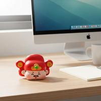 Cute Design God of Wealth Figurine Festive Atmosphere Wealth Deity Monitor Topper Symbolic Gift Wealth Deity Statue Long-Lasting Resin for Desktop, Office