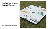 Waterproof Foldable Picnic Mat Moisture-Proof Quilted Cartoon Mat Thickened Outdoor Gear Portable for Picnickers, Families, Camping, Picnics, Beach, Travel