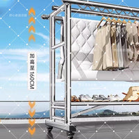 304 Stainless Steel Thickened Floor Standing Clothes Drying Rack, Movable and Windproof