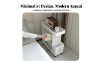 Narrow C-Shaped Table Space-Saving Nightstand 2-Tier Storage for Study, Students