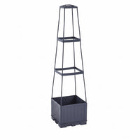 Planter with Trellis Decorative Top Climbing Planter Box Dark Gray for Courtyard