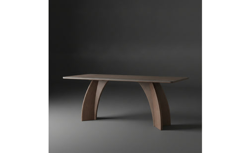 Walnut-Toned Stone Top Table with Wood Base Minimalist Stone Dining Table Long-Lasting Furniture Rectangular for Kitchen