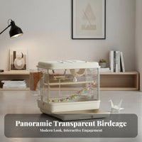 Transparent Parakeet Habitat Panoramic View Pet Supply Modern Look for Indoor