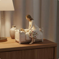Sentimental Mother Daughter Figurine Delicate Painted Details Family Love Ornament Soft Colors Mother Child Figurine Handmade Look for Living Room, Bedroom, Entryway