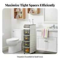 Narrow profile Rolling storage rack Saving Mobile Shelving Drawer & design for home-dwellers