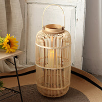 Handwoven Bamboo Floor Lantern Candle Holder for Garden and Decor