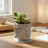 Buddha Head Planter Artistic Buddha Face Flower Pot Ceramic for Desk