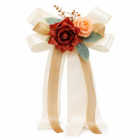 Car Mirror Bow with Streamers Floral Decorations Romantic for Brides
