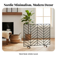 Freestanding Fire Screen Gold Finish Freestanding Mesh Screen ember Protection