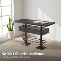 Urban Loft design Round Bar Table and Stools With Footrest Pub Seating scuffResistant Counter Stool sturdyDuty Construction for Restaurant Owners, Cafe Proprietors, Interior Designers, Home Kitchen, Dining Room, Small Spaces, Patio