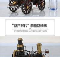 北欧风格老式蒸汽火车头手工模型装饰摆件金属工艺品影视道具饰品