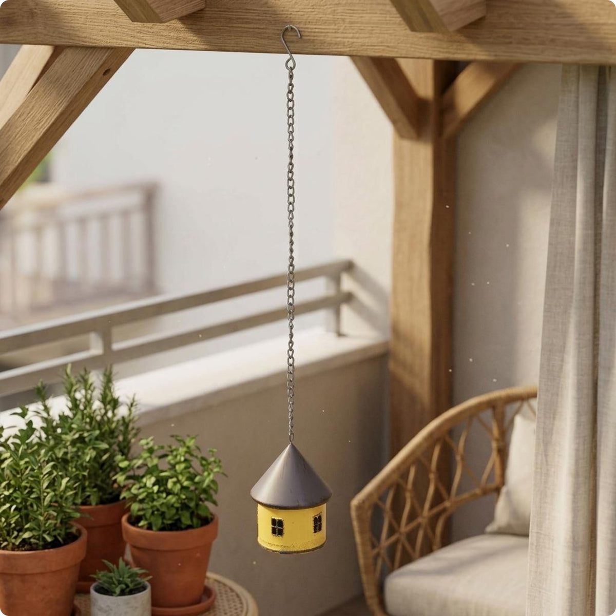 House-Shaped Hanging Ornament Window Cutout Metal House Ornament Reusable