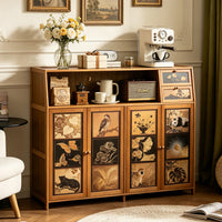 Kitchen Sideboard Storage Cabinet for Living Room Floor Standing Vintage Style Coffee Tea Cabinet