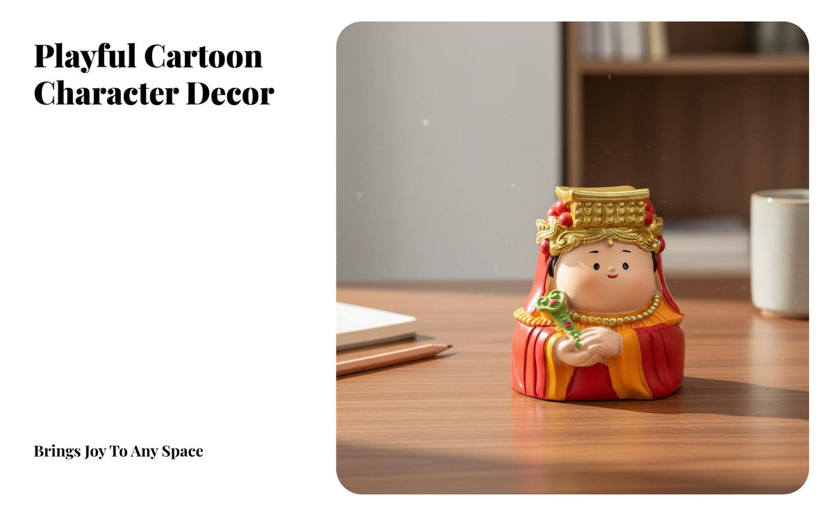 Cute Design Chinese Mythology Figure Polished Finish Resin Character Figurine for Office Workers, Desktop, Car Dashboard