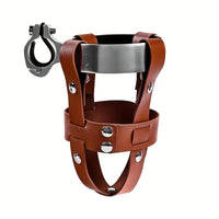 Adjustable Leather Bike Water Bottle Cage for Bicycles and E-bikes