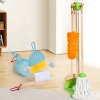 Wooden Pretend Cleaning Set for Kids Early Learning Broom and Mop Toy