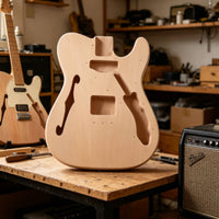 Guitar Body with F-Hole Contoured Instrument Part Unfinished for Luthier