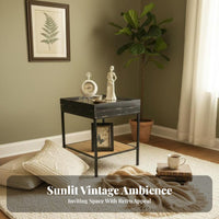 Sliding Top Storage Box Vintage Design Side Table Multi-Functional for Balcony