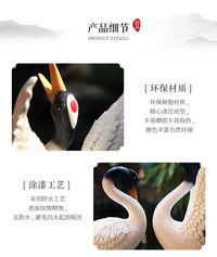 Garden Resin Crane Ornament with Water Flow Landscape for Courtyard Lawn and Fish Pond Decoration