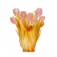 Lily Vase Amber-Gold Art Glass Vase Decorative for Shelf Display