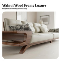 Black Walnut Frame Sofa Deep Seat Solid Wood Sofa with Storage Ergonomic Living Room Design Room Furniture for Families, Homeowners, Home, Lounge Area