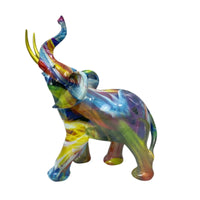 Elephant Figurine Glossy Resin Sculpture Hand-Painted for Bookshelf, Collectors
