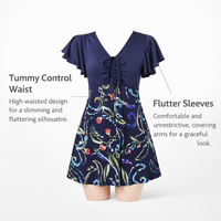 Swimsuits for Women, Modest Short Sleeve for Mature Plus Size Conservative Swimwear with Control, Split Design for Water Aerobics & Pool Wear