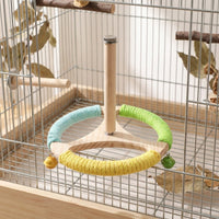 Steering Wheel Perch Toy with Rotating Elements, Multi-Level Bird Perch Stand for Beak Grinding and Engagement, Small Medium Bird