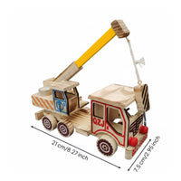 Wooden Crane Truck Decorative Toy Crane Vehicle Moving Arm for Playroom, Nursery