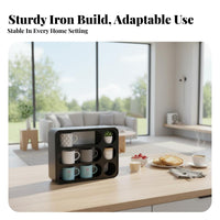 3-Tier Shelf with Circular Compartments Large Capacity Cup Rack for Living Room