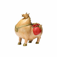 Horse Figurine with Wealth Satchel Brass Horse Figurine Decorative for Office, Entryway, Housewarming