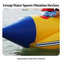 Inflatable Inflatable Banana Multi-Person Towable Flying Fish Raft Exciting Ride Inflatable Rotating Gyro for Tourists, Teenagers, Beach, Lake, Resort