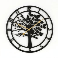 Wall Clock with Tree Silhouette Modern Metal Wall Clock Elegant for Living Room