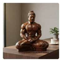 Ebony Wood Carved Buddha Creative Design Wooden Sculpture Unique Gift for Office