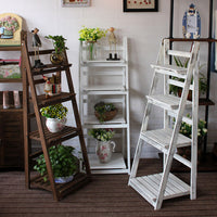 Foldable Wooden Plant Stand Multi-Tier Flower Pot Rack for Balcony Living Room Storage