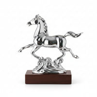 Horse Statue with Wooden Base Designed Running Horse Ornament Carved Sculpture for Housewarming