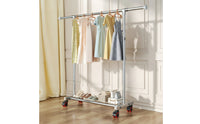 Stainless Steel Clothes Drying Rack Height Adjustable Clothes Rack with Shelf Telescoping Heavy Duty for Laundry Room, Bedroom, Balcony