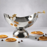 Pedestal Fruit Bowl Metal Fruit Tray Semicircular for Cafe