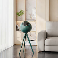 Spherical Trash Bin with Legs Modern Elevated Trash Can Raised Garbage Can with Lid Ribbed for Bathroom