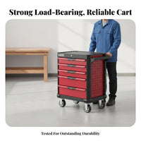 Effortless Ball-Bearing Drawers 7-Drawer Tool Cart Integrated Lock 7-Drawer Rolling Tool Chest Powder-Coated Finish Mobile Workshop Trolley Easy Assembly for DIY Enthusiasts, Technicians, Tradespeople, Repair Shop, Factory, Warehouse, Basement