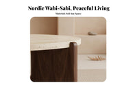 Wabi-Sabi Design Round Stunique-Top Tripod Table Minimalist design Round Pedestal Table Natural Aesthetic Household Furniture Rounded Edges for Apartment Dwellers, Homeowners, Families, Living Room, Balcony, Lounge Area, Bedroom